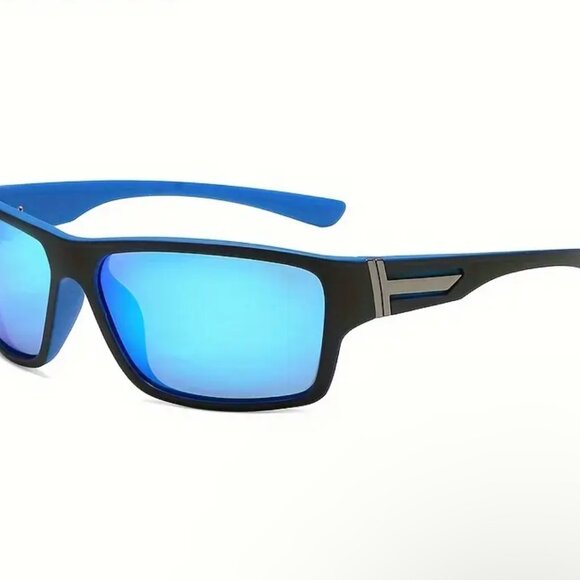 Men Polarized‎ Sunglasses Blue Mirror Lens And Frame Running Fishing Style New - Picture 4 of 9